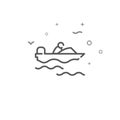 Powerboat simple vector line icon. Symbol, pictogram, sign. Light background. Editable stroke