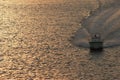 Powerboat at sunset Royalty Free Stock Photo