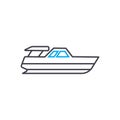 Powerboat vector thin line stroke icon. Powerboat outline illustration, linear sign, symbol concept.