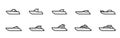 Powerboat and yacht line icon set. motor boats for sea travel and rest