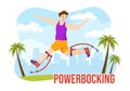 Powerbocking Sport Illustration with Jumping Boots for Web Banner or Landing Page in Extreme Sports Flat Cartoon Hand Drawn Royalty Free Stock Photo