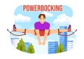 Powerbocking Sport Illustration with Jumping Boots for Web Banner or Landing Page in Extreme Sports Flat Cartoon Hand Drawn Royalty Free Stock Photo