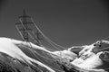 Powercables over the Swiss mountains Royalty Free Stock Photo