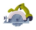 Powered Circular Saw with Tough Blade with Hard Toothed Edge Vector Illustration