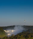 Powered Parachute at sunset over Iguasu Falls, Argentina Brazil