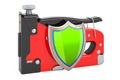 Powered stapler with shield, 3D rendering