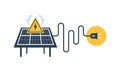 Solar panel and sun icon, autonomous electricity, source of energy Royalty Free Stock Photo