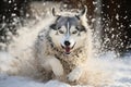 Powerful Alaskan Malamute Racing with Intensity in Thrilling Sled Dog Competition