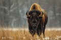 Powerful American bison nature. Generate Ai Royalty Free Stock Photo