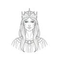 Powerful Ancient Gothic Queen Leadership and Command Line Art for Adults Royalty Free Stock Photo