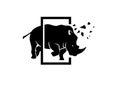 Powerful angry rhino creative logo concept