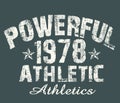 `powerful 1978 athletic` typography, tee shirt printing