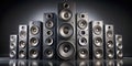 A powerful audio system Array of speakers Generative AI Royalty Free Stock Photo