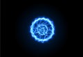 Powerful ball lightning blue png. A strong electric neon charge of energy in one ring. Element for your design