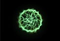 Powerful ball lightning green png. A strong electric neon charge of energy in one ring. Element for your design Royalty Free Stock Photo