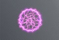 Powerful ball lightning pink png. A strong electric neon charge of energy in one ring. Element for your design Royalty Free Stock Photo