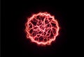 Powerful ball lightning red png. A strong electric neon charge of energy in one ring. Element for your design