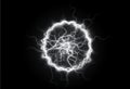 Powerful ball lightning white png. A strong electric charge of energy in one ring. Element for your design, advertising