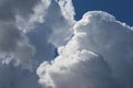 Powerful beautiful fluffy clouds and blue sky.