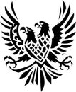 Majestic black double headed eagle silhouette with spread wings Royalty Free Stock Photo