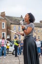 A powerful black woman speaks at a Black Lives Matter protest in Richmond, North Yorkshire