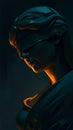Powerful blindfolded justice statue symbolizing law, fairness, and impartiality in dramatic lighting concept art style Royalty Free Stock Photo
