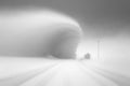 powerful blizzard, with high winds and snowdrifts burying roads and shutting down highways, concept, AI generation