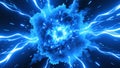 Blue Lightning Burst in Dark Cloud Core with Electric Energy Arcs and Sci-Fi Shockwave Impact Royalty Free Stock Photo