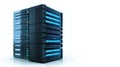 Powerful blue illuminated server stack in a modern data center Royalty Free Stock Photo