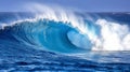 A Powerful Blue Ocean Wave Breaking with White Foam Royalty Free Stock Photo