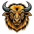 A powerful bulls head with a strikingly long horn, showcasing elegance and strength, Elegance drawing art buffalo cow ox bull head Royalty Free Stock Photo