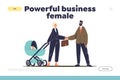 Powerful business female concept of landing page with successful businesswoman mother