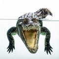 Menacing Caiman with Open Jaws Lurking in Water Royalty Free Stock Photo