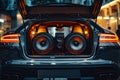 Powerful car audio system in the trunk Royalty Free Stock Photo