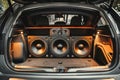 Powerful car audio system in the trunk Royalty Free Stock Photo