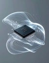 Futuristic CPU Processing Data with Light Trails Royalty Free Stock Photo