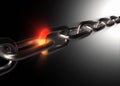 Powerful chain with hot fiery link Royalty Free Stock Photo