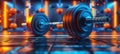 Powerful close up stacked weights on barbell, symbolizing strength in summer olympic sport Royalty Free Stock Photo