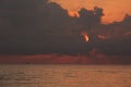 Powerful clouds at sunset in the sea 002