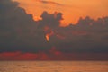 Powerful clouds at sunset in the sea 004