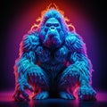Powerful Compositions Of Twisted Characters: A Neon-glowing Gorilla In Zbrush Style