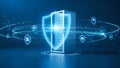 Cybersecurity and Data Protection Concept with Server Shield and Digital Network Security Royalty Free Stock Photo