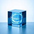 Luminous Technology Core in a Crystal Cube Royalty Free Stock Photo