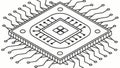 A powerful CPU microchip with connection pathways. A tech vector art. vector design Generative AI Royalty Free Stock Photo