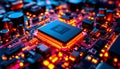 Powerful Cpu Processor on Circuit Board Closeup Royalty Free Stock Photo