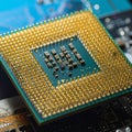 Powerful CPU Processor on a Circuit Board Royalty Free Stock Photo