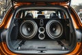 Powerful custom audio system in the car Royalty Free Stock Photo