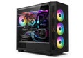 High performance gaming desktop computer with vibrant rgb lighting and transparent side panel Royalty Free Stock Photo