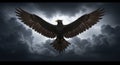 Majestic Dark Eagle in Stormy Sky with Lightning Royalty Free Stock Photo