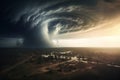 Powerful Destructive tornado vortex. Generate Ai
